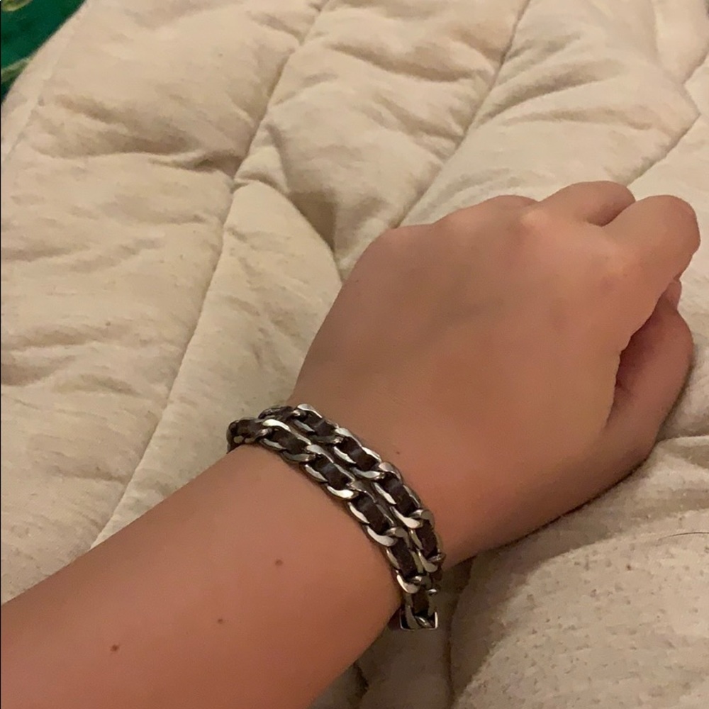 Brown and silver bracelet with hook